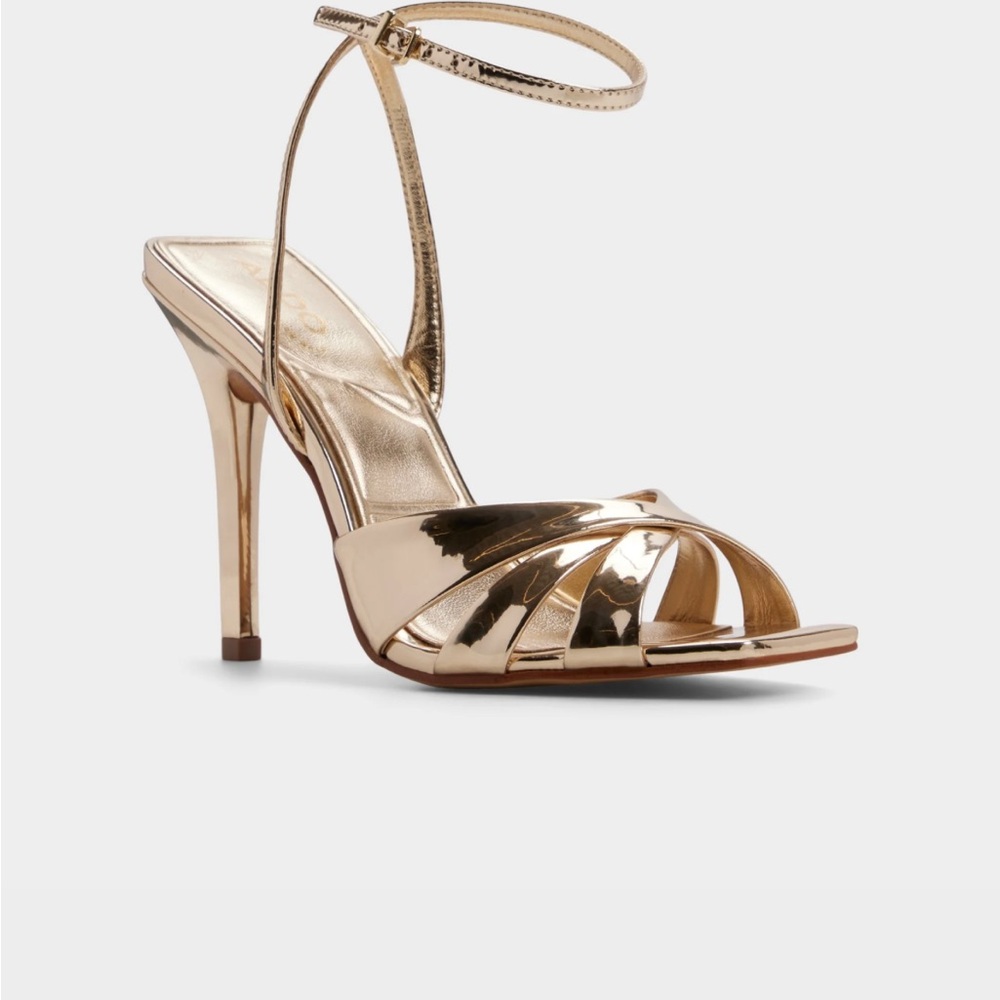 Aldo Shiny Gold Strappy Heels